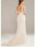 Plunging Neck Ivory Lace Tulle Rustic Wedding Dress